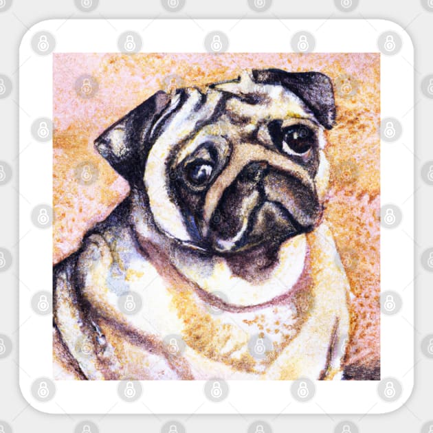 Pug Watercolor Painting - Dog Lover Gifts Sticker by Edd Paint Something